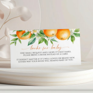 Elegantes orangefarbenes Buch für Babyaufkleber Begleitkarte