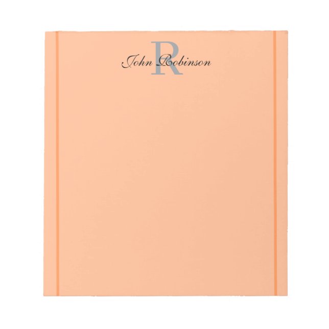 Elegantes orangefarbenes Monogramm-Notizbuch Notizblock (Vorderseite)