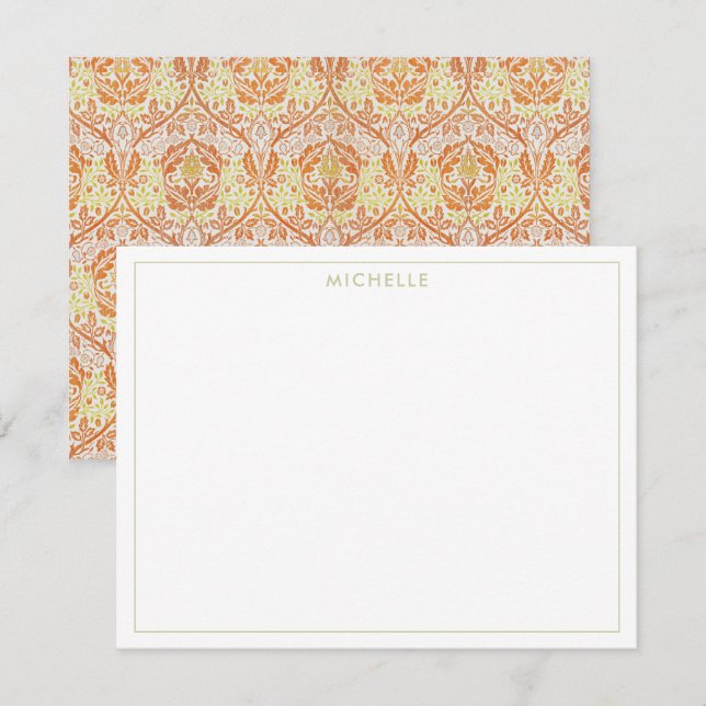 Elegantes Orangefarbenes Muster Mitteilungskarte (Vorne/Hinten)