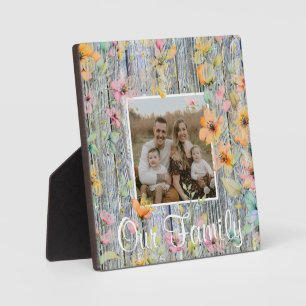 Elegantes Orangenholz mit Aquarellfarben-Wildblume Fotoplatte