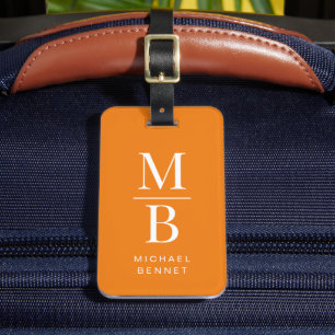 Elegantes oranges Monogramm Gepäckanhänger