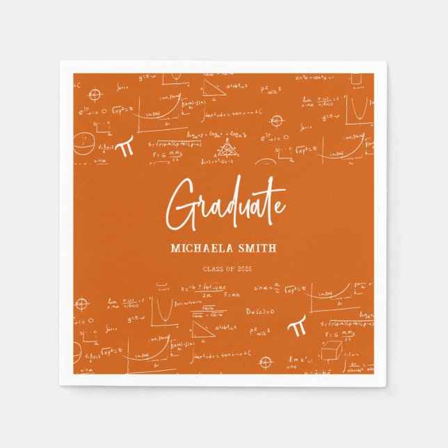 Elegantes oranges Schrift-Mathe-Absolvent Serviette (Vorderseite)