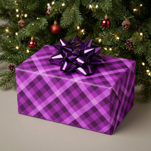Elegantes Orchideen-Lila-Karo-Geschenkpapier Geschenkpapier
