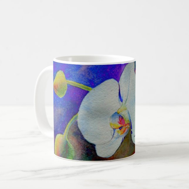 Elegantes Orchideengemälde Kaffeetasse (Vorderseite Links)