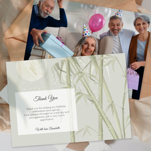 Elegantes Oriental Bamboo Foto Danke Karte (Elegant Oriental Bamboo Photo Thank You Card)