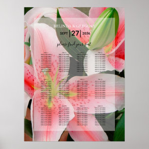 Elegantes Oriental Lilies Hochzeitssattel Poster