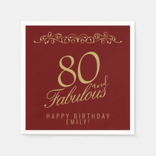 Elegantes Ornament 80 und fabelhafte 80. Geburtsta Serviette