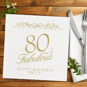 Elegantes Ornament 80 und fabelhafte 80. Geburtsta Serviette