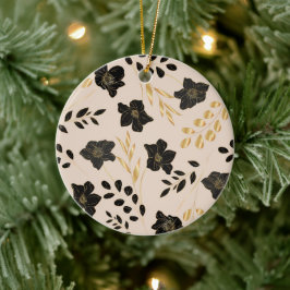Elegantes Ornament mit schwarzem und goldenem Blum