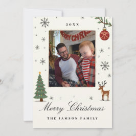 Elegantes Ornament Weihnachtsfotokarte Einladung