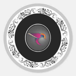 Elegantes Ornamental Kolibri-Logo Runder Aufkleber