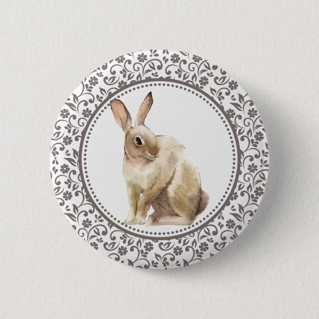Elegantes Osterbrown Rabbit Button (Vorderseite)