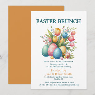 Elegantes Osterbrunch mit floralen Eiern Feiertagskarte