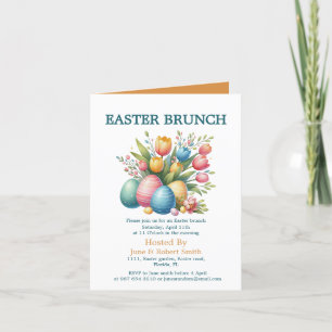 Elegantes Osterbrunch mit floralen Eiern Feiertagskarte