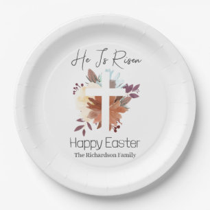 Elegantes Osterfloral Kalligrafie Christliches Kre Pappteller