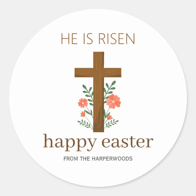 Elegantes Osterfloral Kalligrafie Christliches Kre Runder Aufkleber (Vorderseite)