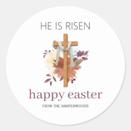 Elegantes Osterfloral Kalligrafie Christliches Kre Runder Aufkleber