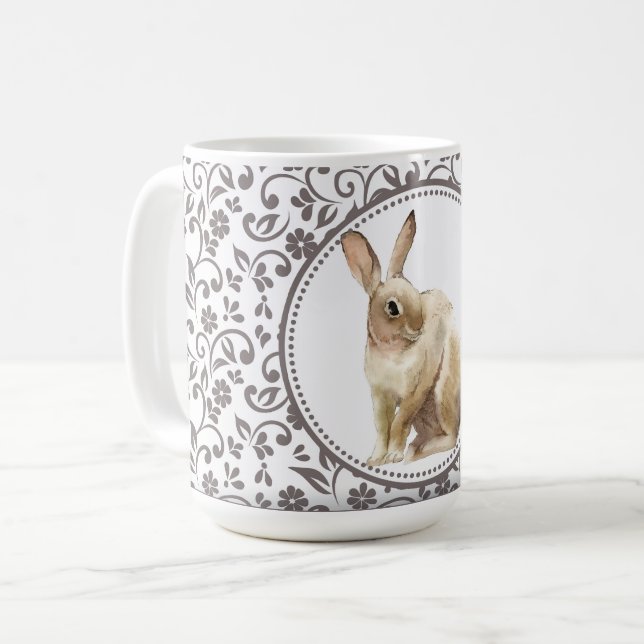 Elegantes Osterkaninchen Kaffeetasse (Vorderseite Links)