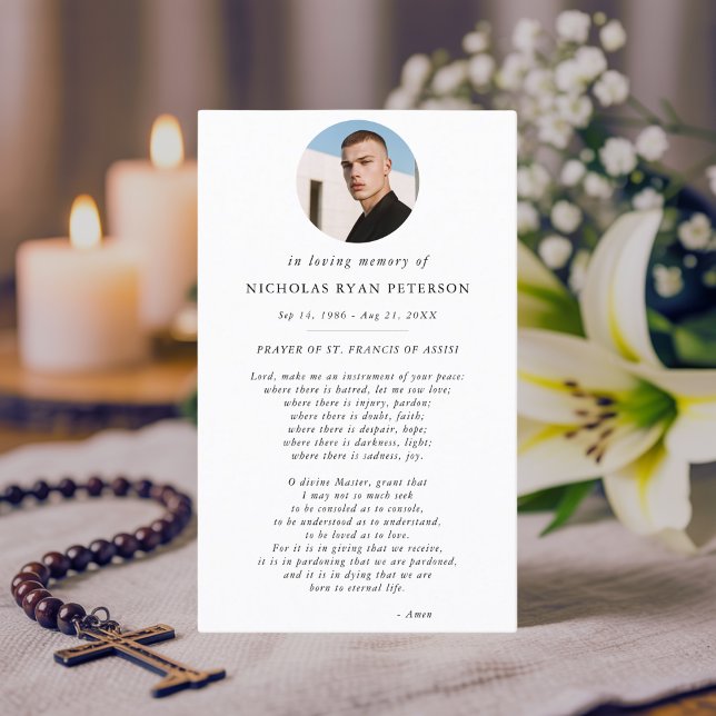 Elegantes Oval Foto Katholische St. Francis Gebets Visitenkarte (Von Creator hochgeladen)