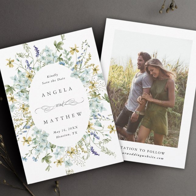 Elegantes Oval-Rahmen-Hochzeitsszenario in Wildblu Save The Date (Von Creator hochgeladen)