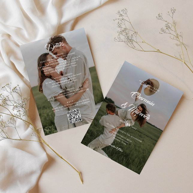 Elegantes Overlay-Foto mit QR-Code-Hochzeit Einladung (Von Creator hochgeladen)
