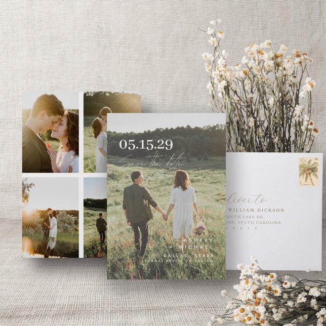 Elegantes Overlay Moderne Skripttypografie 5 Foto Save The Date (Save the Date!)