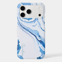Elegantes, ozeanblaues Marmor-Handygehäuse mit Kün
