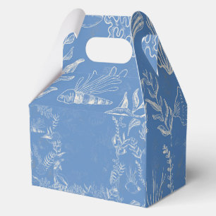 Elegantes ozeanblaues Toile-de-Jouy-Muster Geschenkschachtel