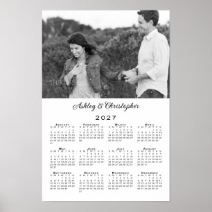 Elegantes Paar-Foto und Namen 2027 Kalender Poster