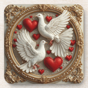 Elegantes Paar von Tauben symbolisiert Liebe und E Getränkeuntersetzer