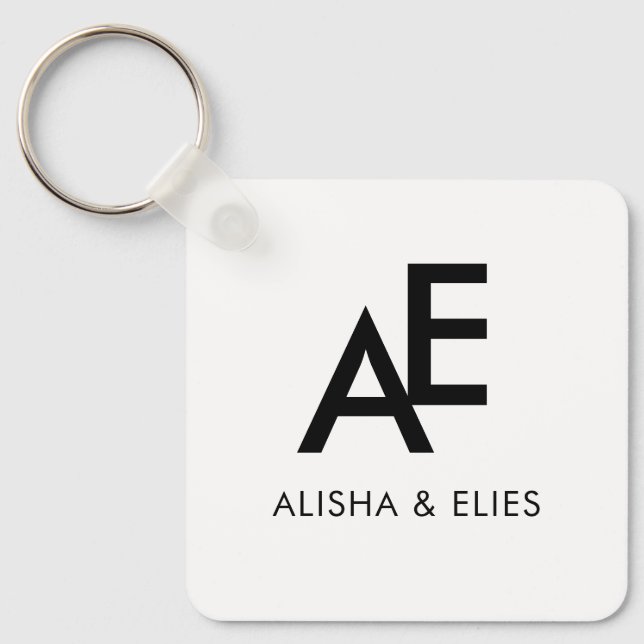 Elegantes Paarmönch | Einfach Schwarz & Weiß Schlüsselanhänger (Vorderseite)