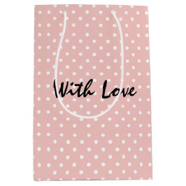 Elegantes Pachy Pink Polka Dot Muster mit Liebe Mittlere Geschenktüte