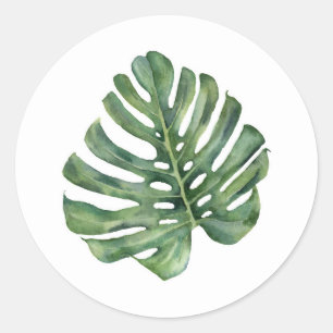 Elegantes Palmwedel Tropical Aloha Hochzeitsgesche Runder Aufkleber