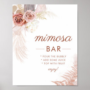 Elegantes Pampas Grass Mimosa Bar Sign Poster