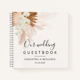 Elegantes Pampas Grass Terracotta Wedding Guest Bo Notizbuch