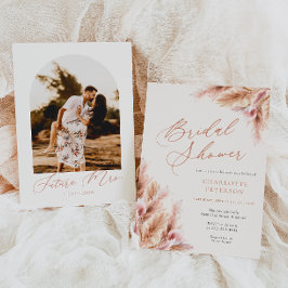 Elegantes Pampas Terracotta Foto Brautparty Einladung