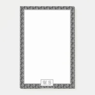 Elegantes Paperclip Schwarz-Weiß-Muster Monogramm Post-it Klebezettel