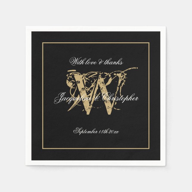 Elegantes Papier aus Monogramm der Engagement-Part Serviette (Vorderseite)