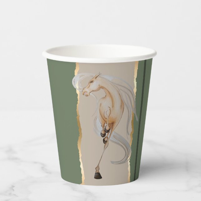 Elegantes Pappgeschirr mit edlem Pferdemotiv Pappbecher (Vorderseite)