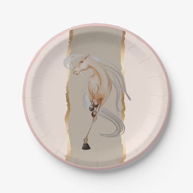 Elegantes Pappgeschirr mit edlem Pferdemotiv Pappteller (Vorderseite)