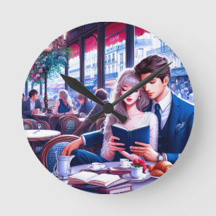 Elegantes Pariser Café Runde Wanduhr