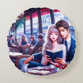 Elegantes Pariser Café Rundes Kissen