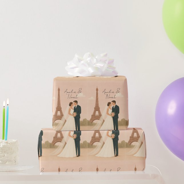 Elegantes Pariser Hochzeitspapier – Eiffel Geschenkpapier (Partygeschenke)