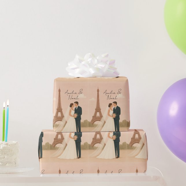 Elegantes Pariser Hochzeitspapier – Eiffelturm Geschenkpapier (Partygeschenke)