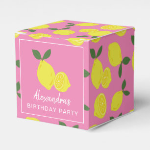 Elegantes Party aus rosa und gelben Zitronen Geschenkschachtel
