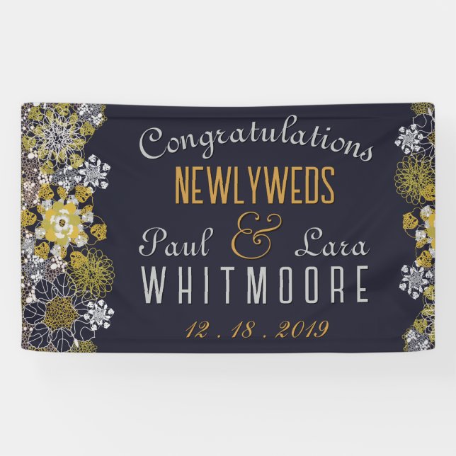 Elegantes Party der Blumenspitze Hochzeit Banner (Horizontal)