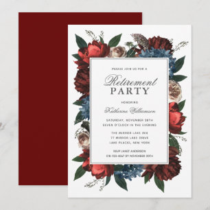 Elegantes Party für Blumenruhestand Einladung