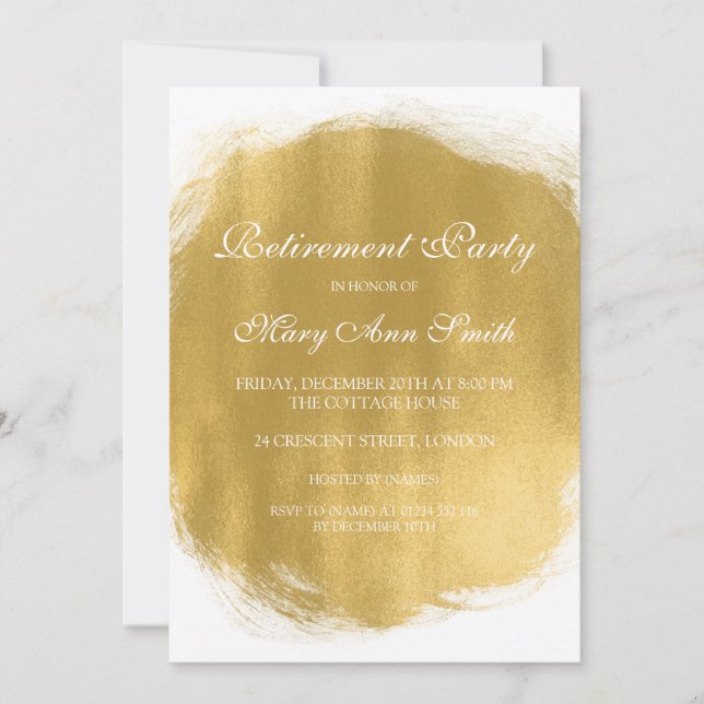 Elegantes Party Gold Paint Look Einladung (Vorderseite)