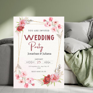 Elegantes Party Hochzeit Blume hell rosa Moderne Einladung
