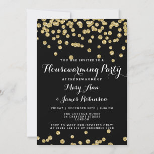 Elegantes Party Housewarming Gold Glitzer Confetti Einladung